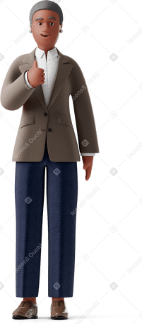 3D old businesswoman in formalwear giving thumbs up Illustration in PNG, SVG