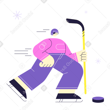 Hoсkey player chasing the pluck PNG, SVG