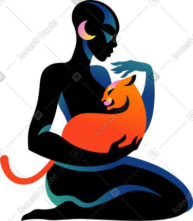 woman with a lion PNG, SVG