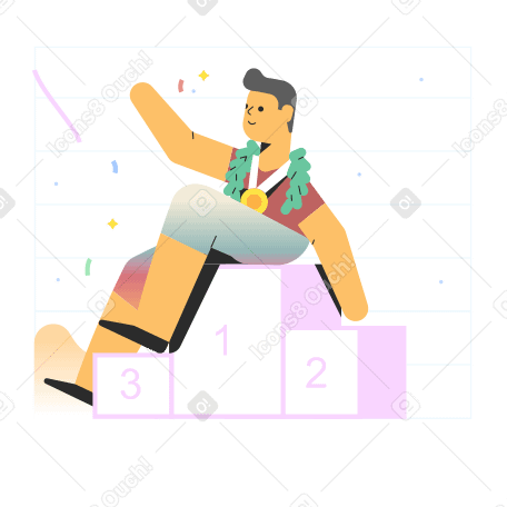 Un hombre sentado en lo alto de un podio. PNG, SVG