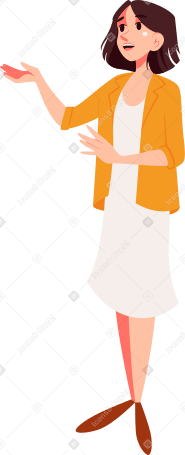 girl in a white dress and yellow jacket Illustration in PNG, SVG