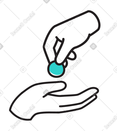 Hands with coin representing donation PNG, SVG