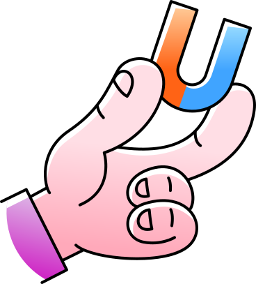 Hand, die einen blau-roten magneten hält PNG, SVG