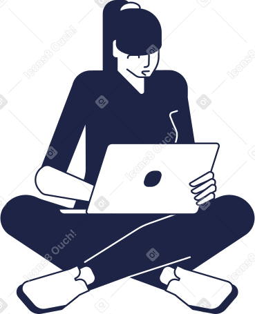yoga girl with laptop Illustration in PNG, SVG