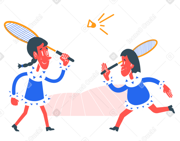 Boy and girl playing badminton PNG, SVG
