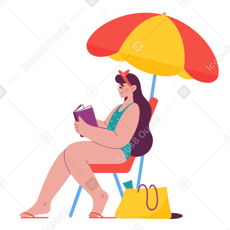 Illustration Fille se reposant sur une chaise longue aux formats PNG, SVG