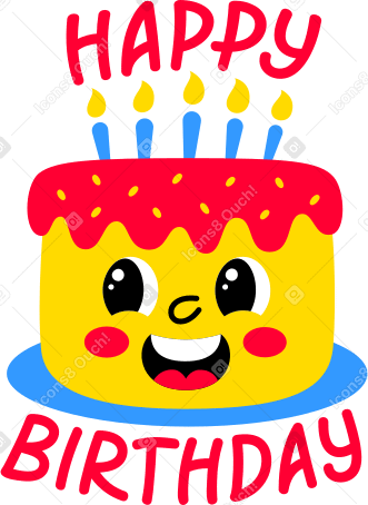 lettering happy birthday with cake text PNG, SVG