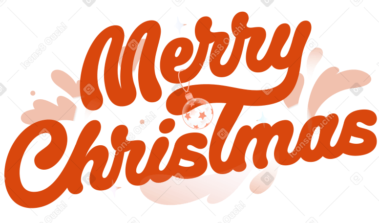 Lettering Merry Christmas with christmas bauble text PNG, SVG