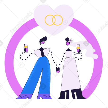 Young couple getting married and holding hands PNG, SVG