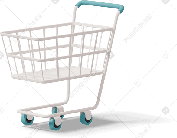 3D Shopping cart Illustration in PNG, SVG