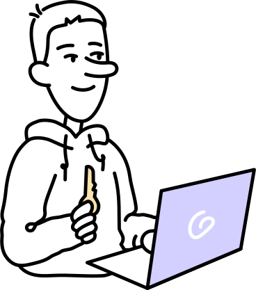 Uomo con una chiave e un computer portatile PNG, SVG