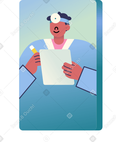 doctor online with tablet and pen Illustration in PNG, SVG