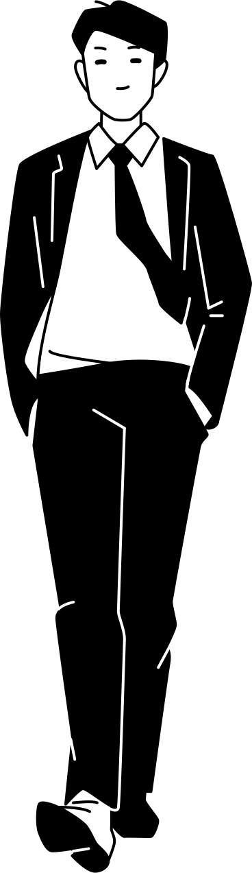 Jeune homme en costume marchant avec ses mains dans les poches PNG, SVG