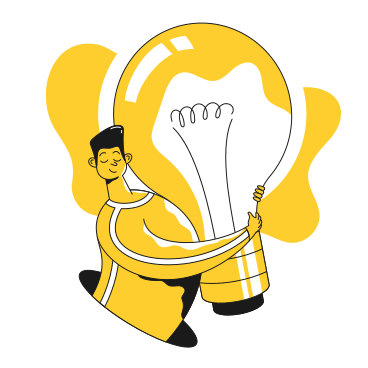 Guy hugging idea bulb PNG, SVG