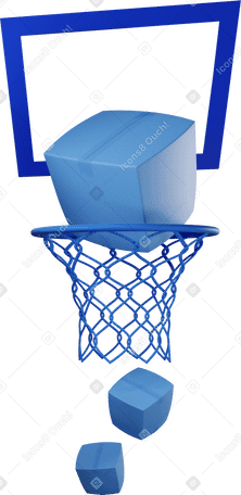 3D Delivery boxes falling through basketball hoop Illustration in PNG, SVG
