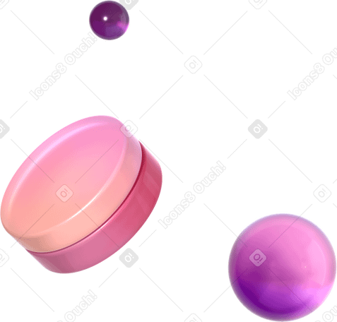 3D Cilindro e esferas de vidro brilhante PNG, SVG