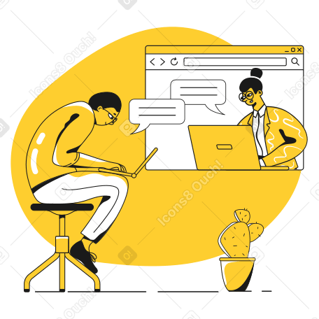 Мужчина и женщина работают на ноутбуках в PNG, SVG