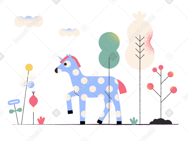 Horse in a forest Illustration in PNG, SVG