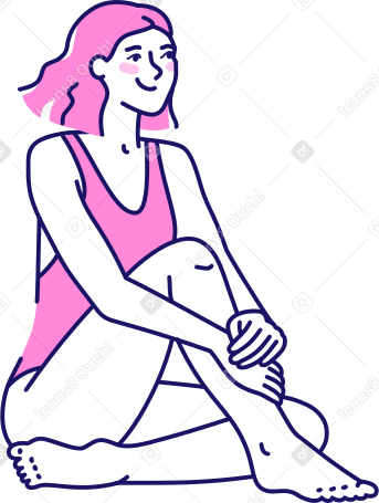 seated woman in swimsuit Illustration in PNG, SVG