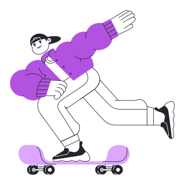 Man rides a skateboard animated illustration in GIF, Lottie (JSON), AE