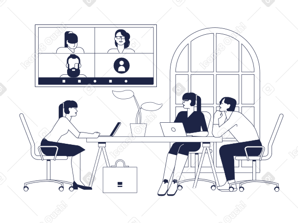 Анимированная иллюстрация Zoom встреча в GIF, Lottie (JSON), AE