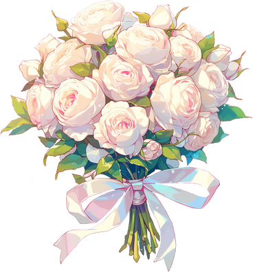 Bouquet of white roses PNG, SVG