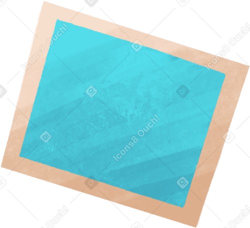 beige paper with a blue square PNG, SVG