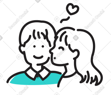 Young woman kissing a man on the cheek PNG, SVG