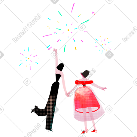 看新年烟花的情侣 PNG, SVG