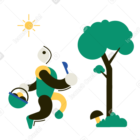 Person going mushroom hunting in forest PNG, SVG