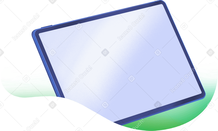 ipad in perspective cropped with a green shape в PNG, SVG