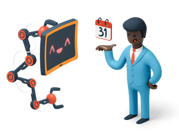 Businessman with artificial intelligence assistant PNG, SVG