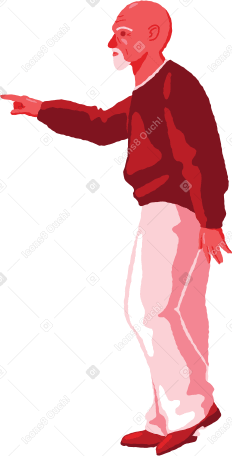 old man pointing side view PNG, SVG