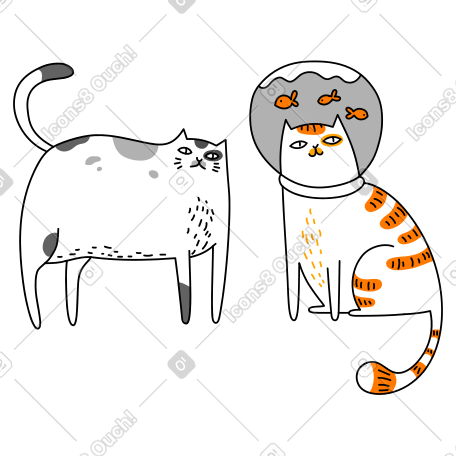 头上有水族箱的猫 PNG, SVG