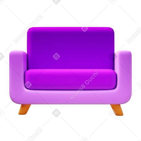 3D sofa Illustration in PNG, SVG