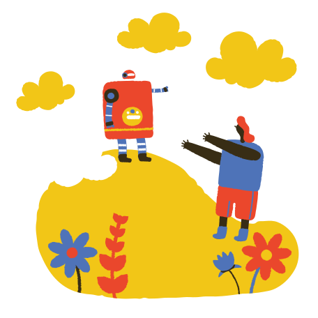 Love affair with robot Illustration in PNG, SVG