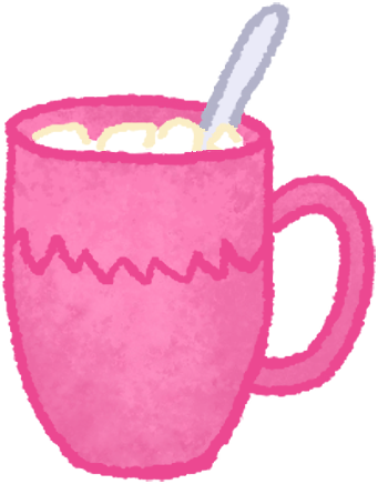 Pink mug with marshmallows в PNG, SVG