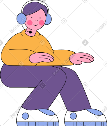 Sitting man with headphones PNG, SVG