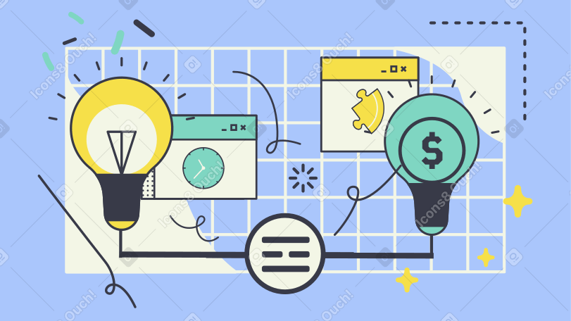 Great ideas lead to great money Illustration in PNG, SVG