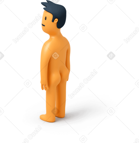 3D Naked yellow skin man Illustration in PNG, SVG
