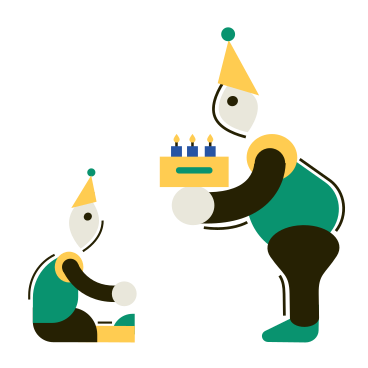 Parent célébrant l'anniversaire de son enfant avec un gâteau PNG, SVG