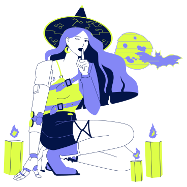 Cyber witch and halloween attributes PNG, SVG