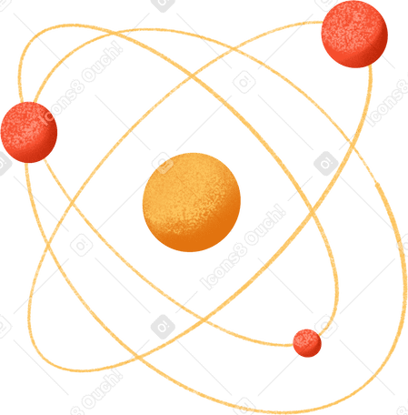 Атом с частицами, вращающимися по кругу в PNG, SVG