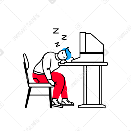 Man sleeping over computer Illustration in PNG, SVG