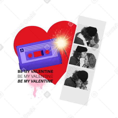 Фотополоска влюбленной пары и сердца в PNG, SVG