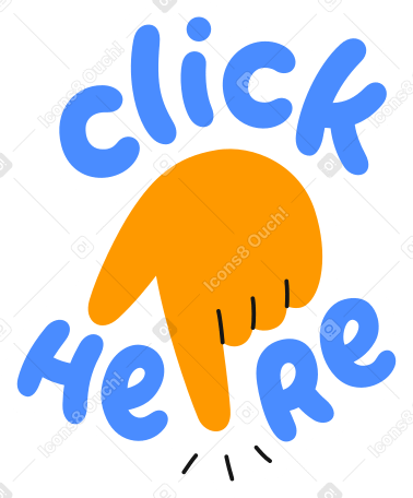 hand and lettering click here sticker Illustration in PNG, SVG