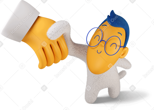 3D Boy shaking hands with someone Illustration in PNG, SVG