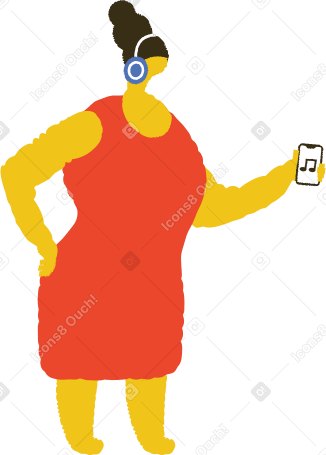 woman with headphones Illustration in PNG, SVG