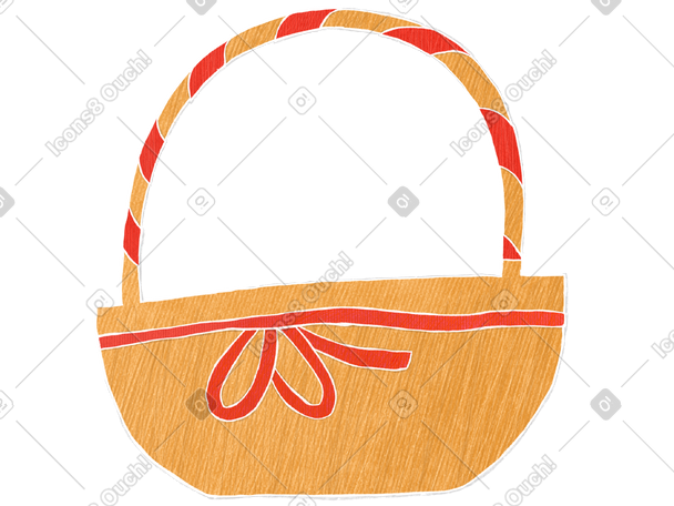 wicker basket with red ribbon PNG, SVG