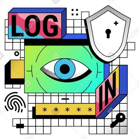 Ilustração animada de Autenticação biométrica e login de conta em GIF, Lottie (JSON), AE